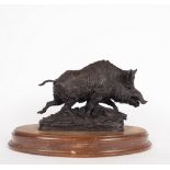 Figure in Bronze of Boar, Spanish school of the 20th century, signed Bonilla Villalba