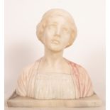 Bust of a Maid in Alabaster, Italian school of the 19th century