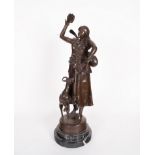 Bronze of Gypsy playing the Tambourine, 19th century French school, signed A. Carrier