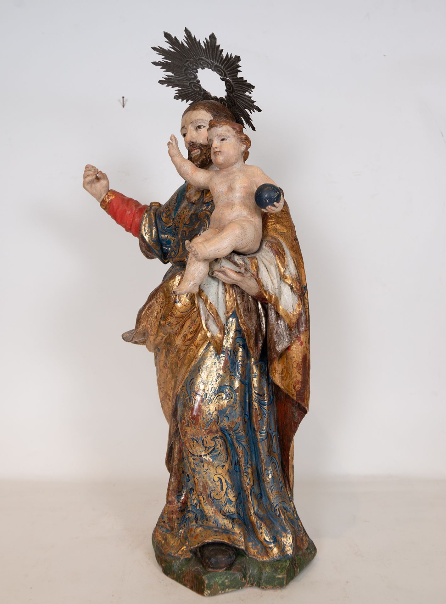 Large Saint Joseph with the Child in Arms, Andalusian baroque school of the 17th century - Bild 3 aus 7