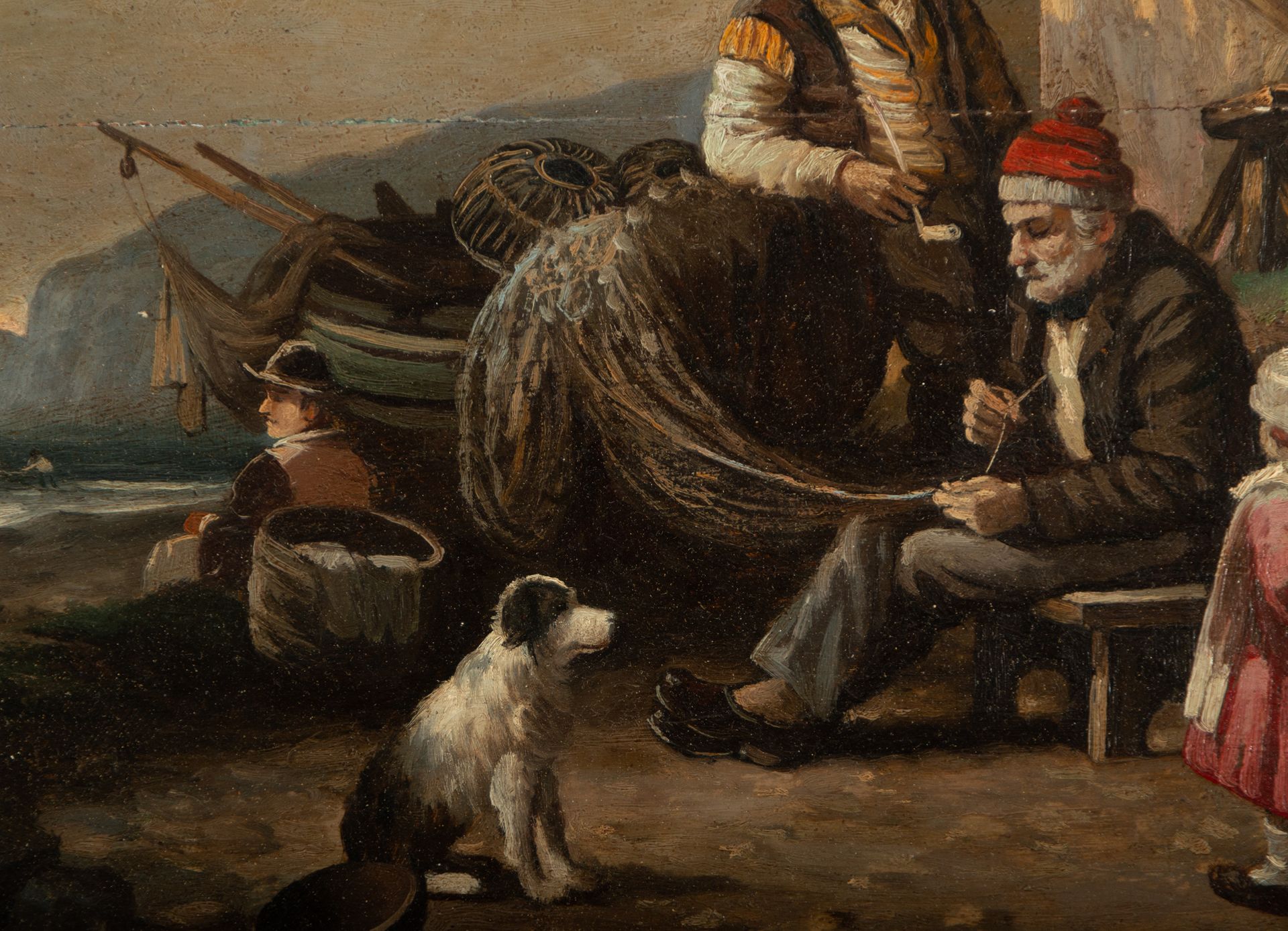 Fishermen in a Port, Italian school of the 19th century - Bild 4 aus 7