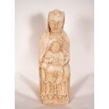 Virgin with Child in Alabaster, following Romanesque models, XIX - XX centuries