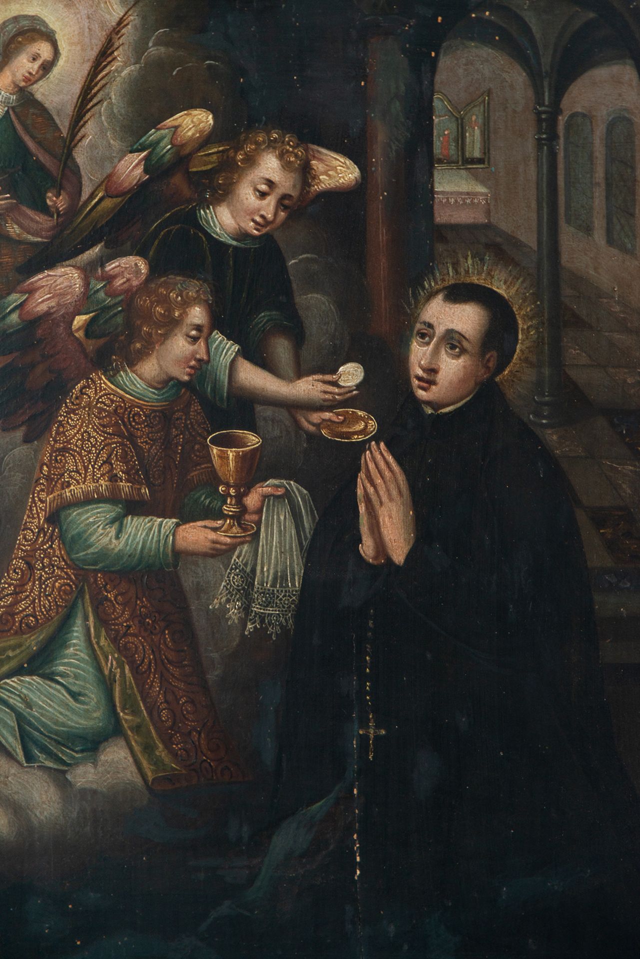 Saint Ignatius of Loyola receiving Communion, Novohispanic colonial school from the 17th century - Bild 2 aus 5