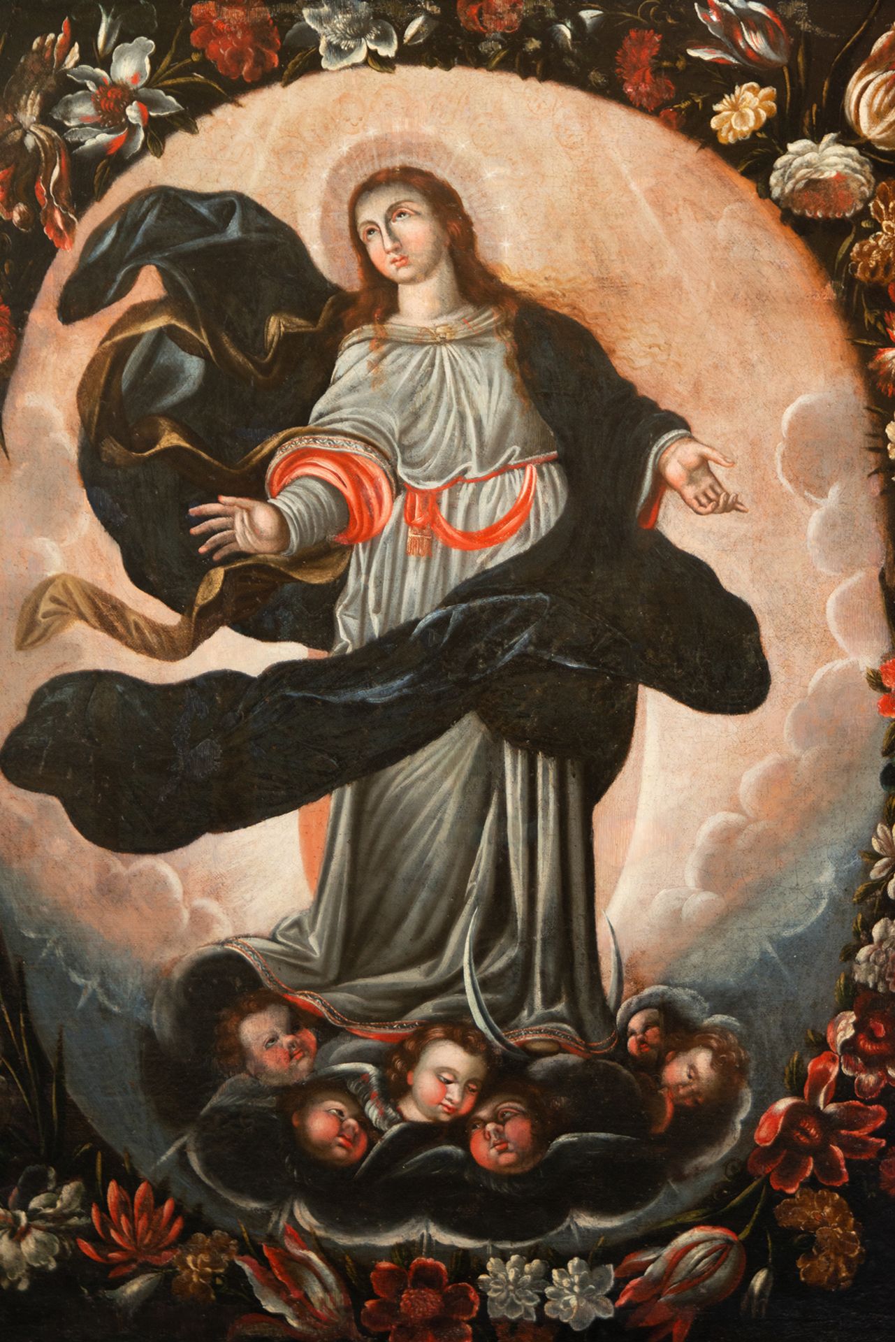Immaculate Virgin in Flower Garland, Quito colonial school from the 17th century - Bild 2 aus 9