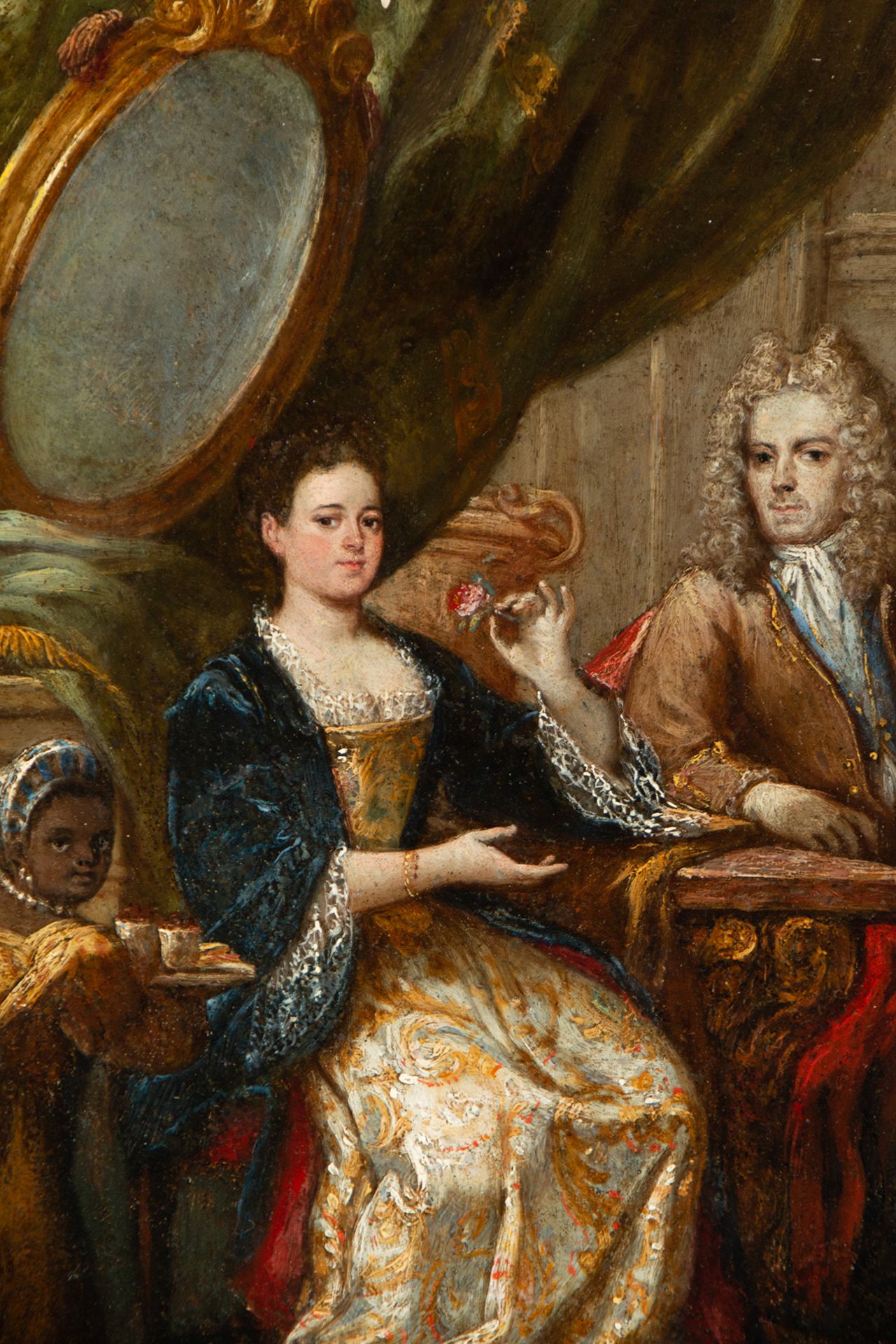 Couple of Nobles with a Maid, possibly New Spain colonial school from the 18th century - Image 2 of 4
