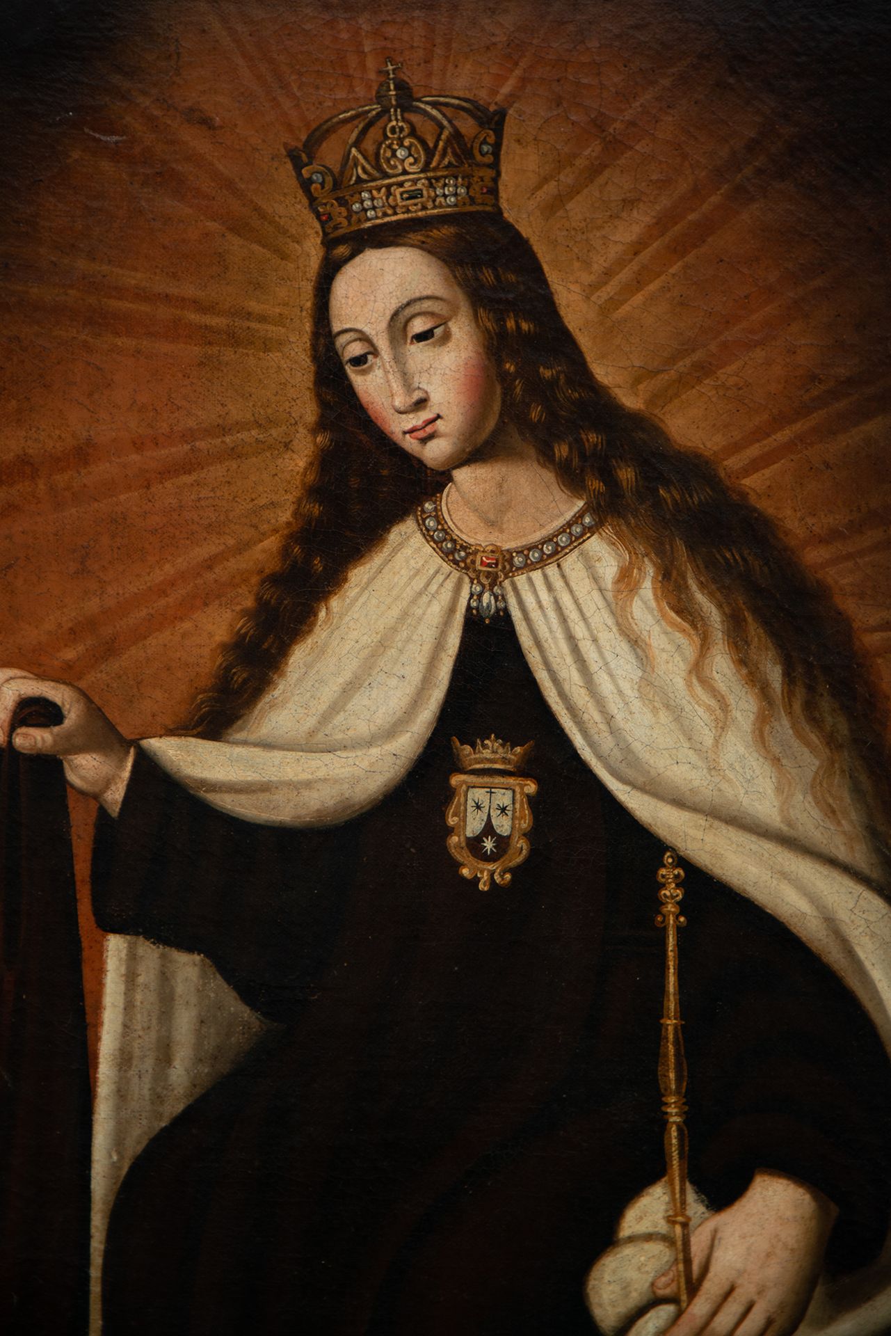 Virgen del Carmen giving the habit to San Simón, Sevillian school of the 17th century - Bild 3 aus 6