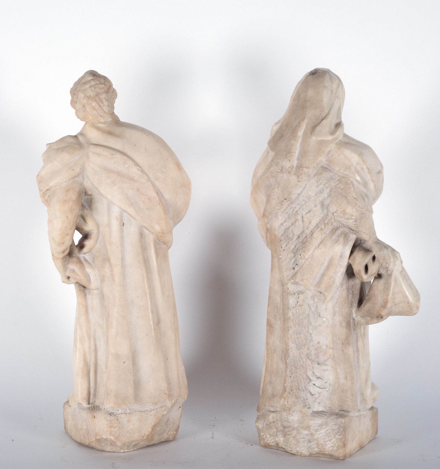 Important couple of Saint Anne and Saint Joachim in White Marble, 17th century Neapolitan school, ci - Bild 7 aus 13