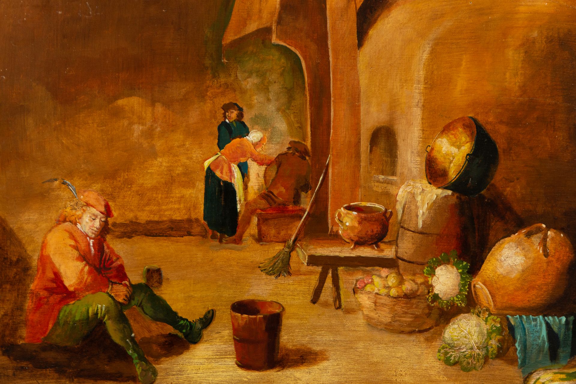 Kitchen scene, follower of David Teniers, 19th century Flemish school - Image 2 of 8