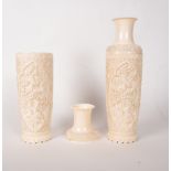 Pair of Large Vases in Ivory, Cantonese work from the mid-19th century