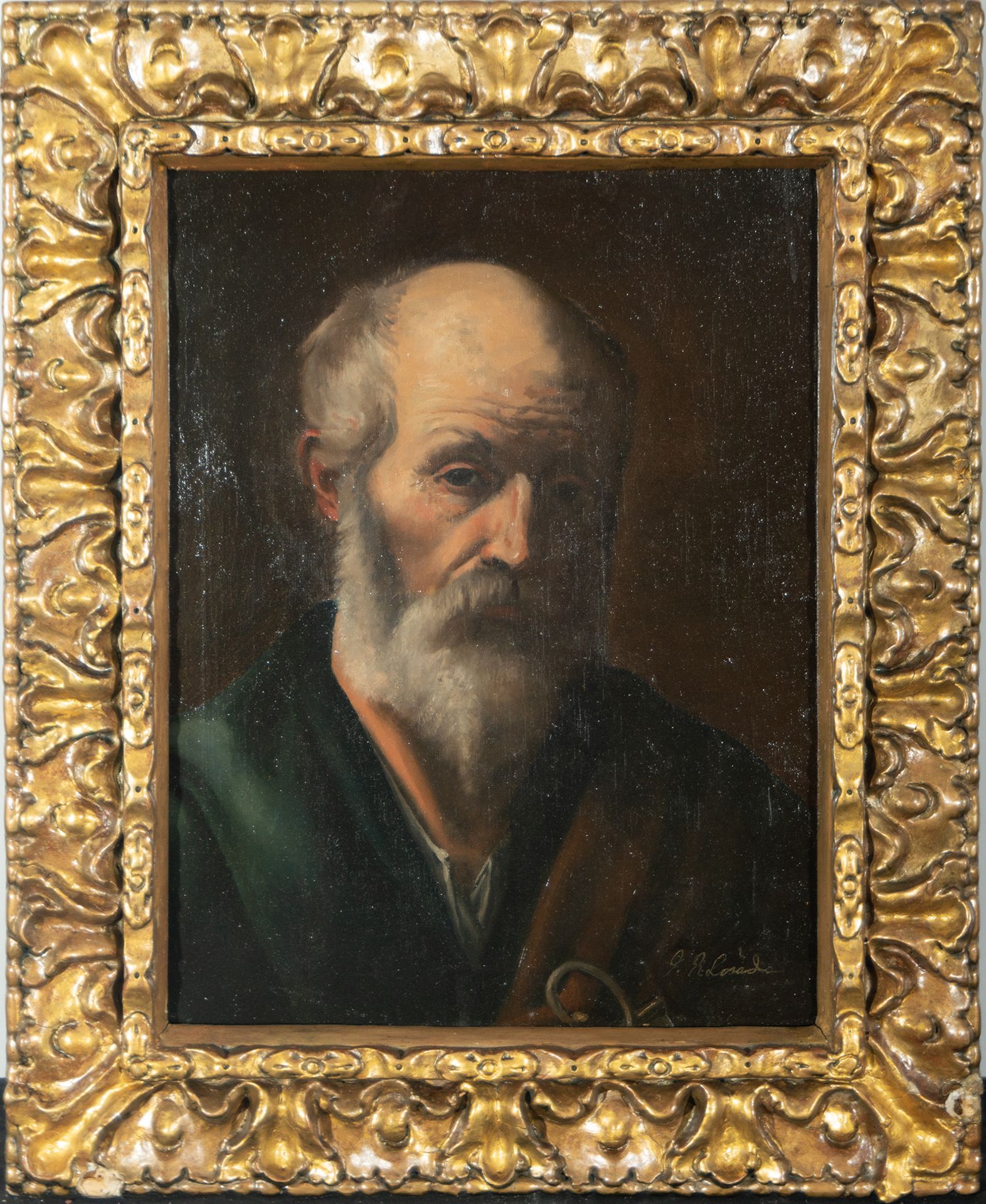 Saint Peter, following Ribera models, 19th century Spanish school, signed Losada