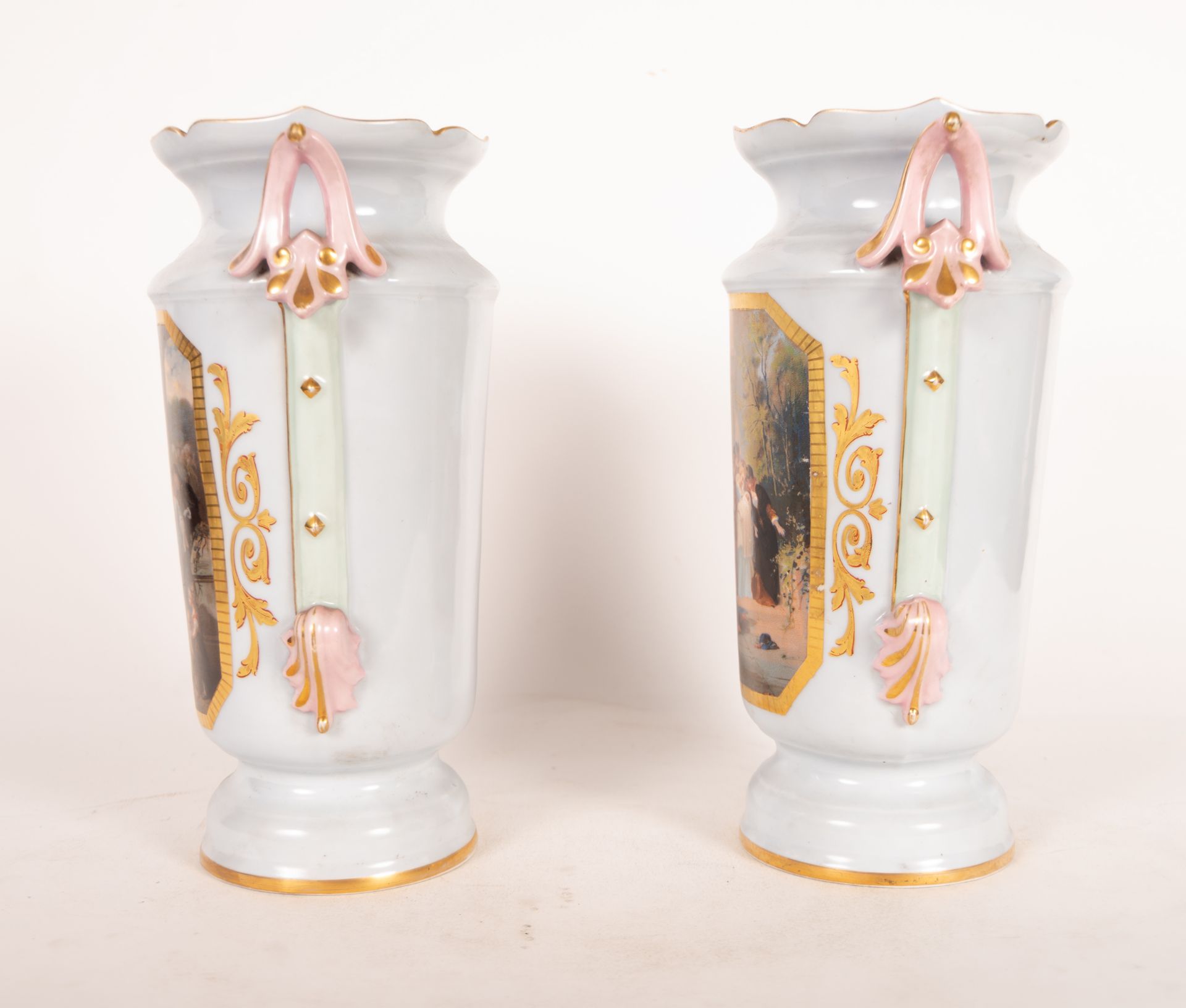 Pair of Viennese porcelain vases, late 19th century - Bild 4 aus 5