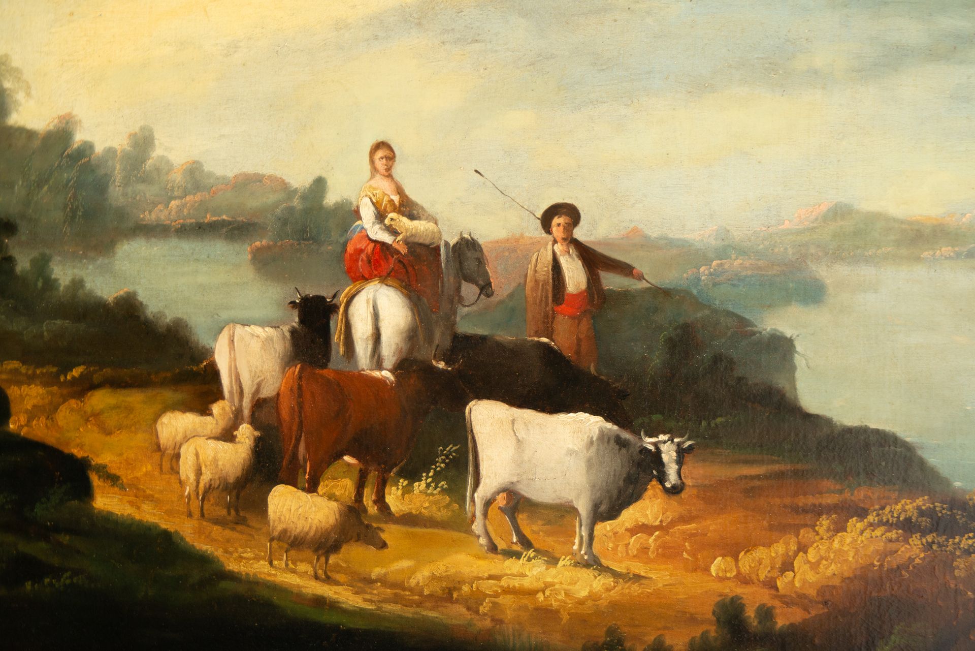 Pair of Pastoral Scenes, Spanish school of the XIX - XX centuries, signed Andrés Cortés - Image 11 of 16