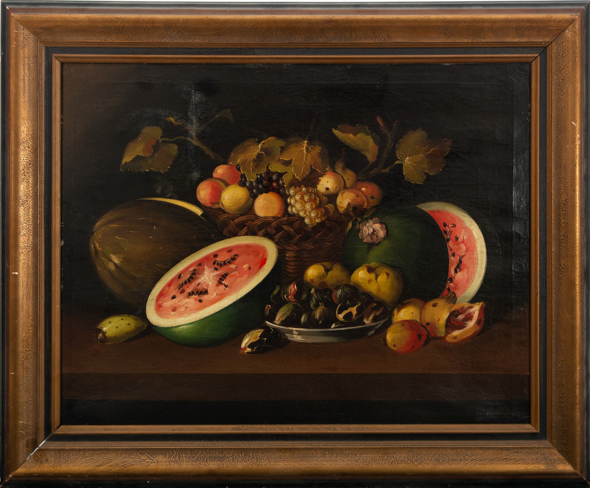 Watermelon and Fruit Still Life, 19th century Italian school