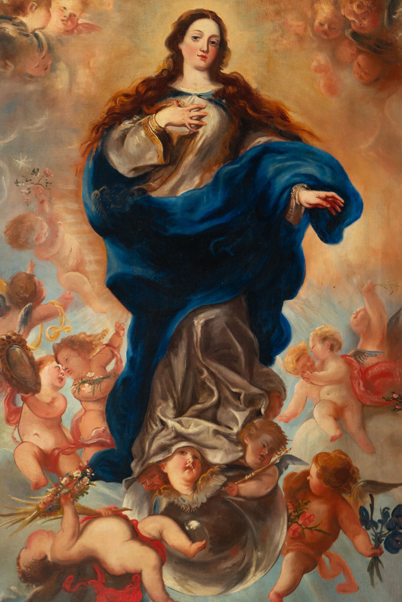 Large Immaculate Virgin surrounded by Angels, 19th century Italian school - Bild 2 aus 8