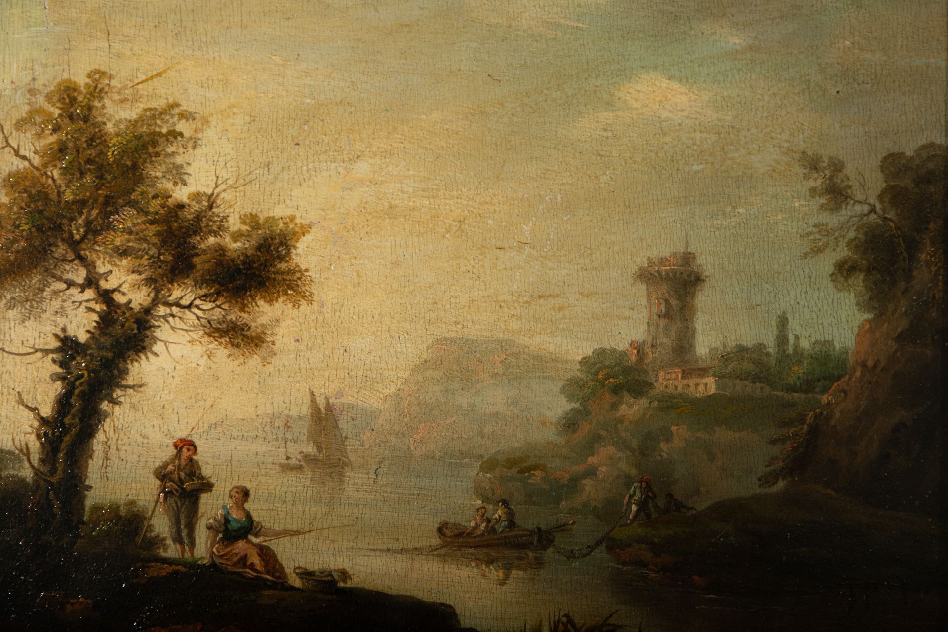 Gallant Scene on the Banks of a Lake, Italo-Flemish school of the 18th century - Image 2 of 6