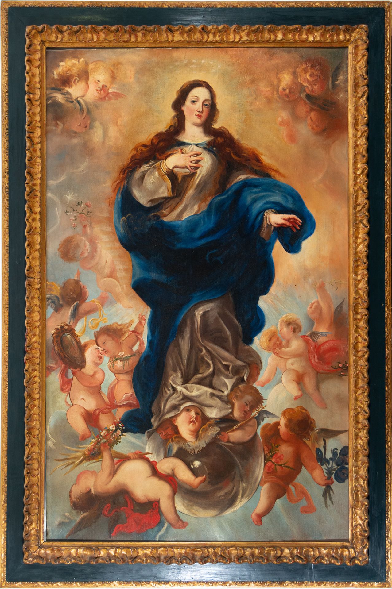 Large Immaculate Virgin surrounded by Angels, 19th century Italian school