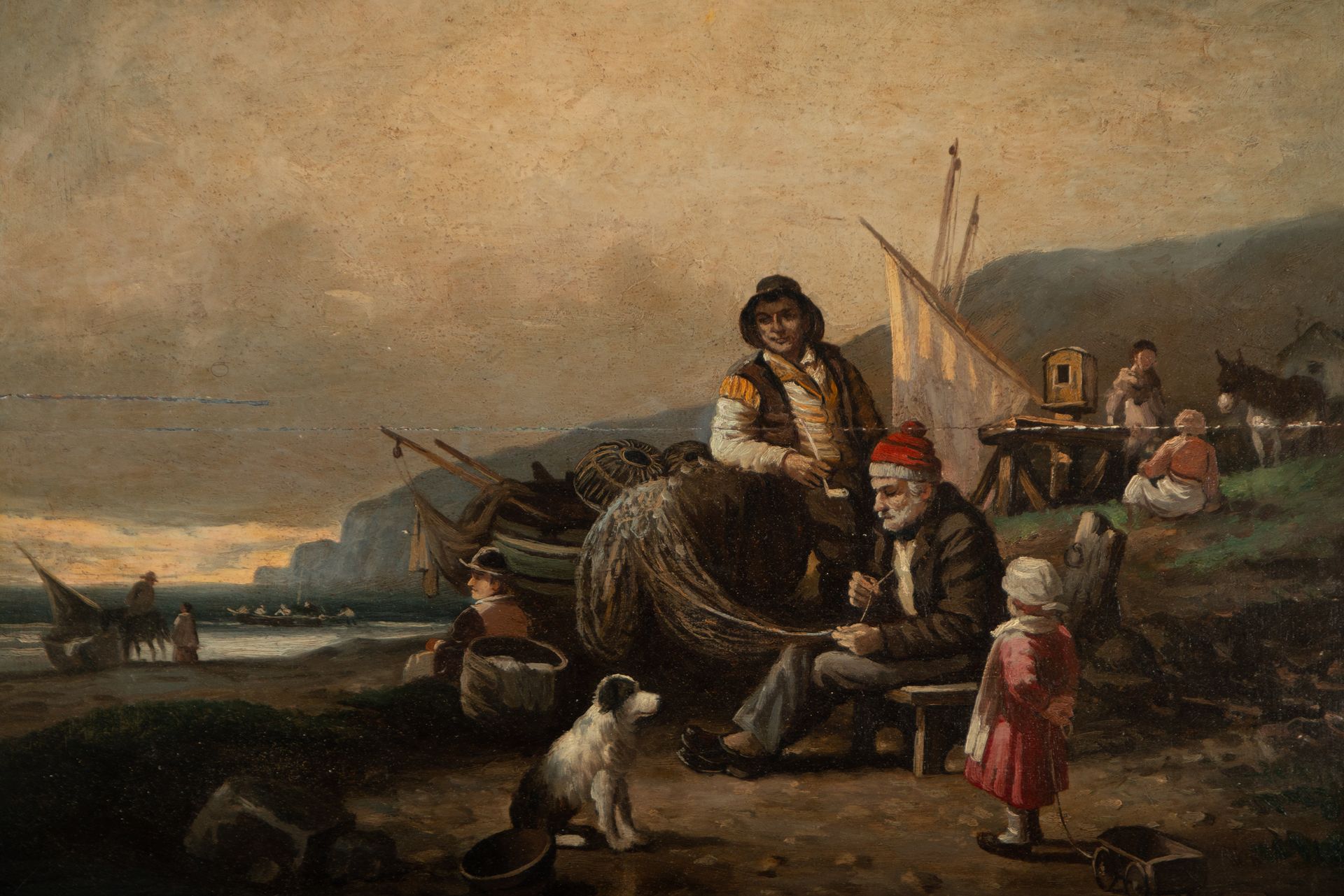 Fishermen in a Port, Italian school of the 19th century - Bild 2 aus 7