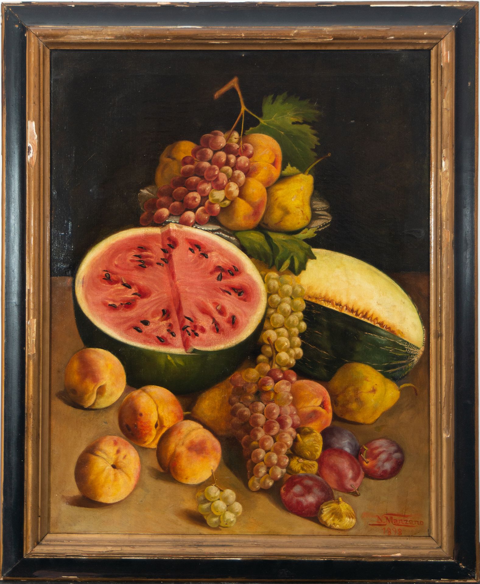 Fruit Still Life, 19th century Spanish school, signed N. Manzano, 1898