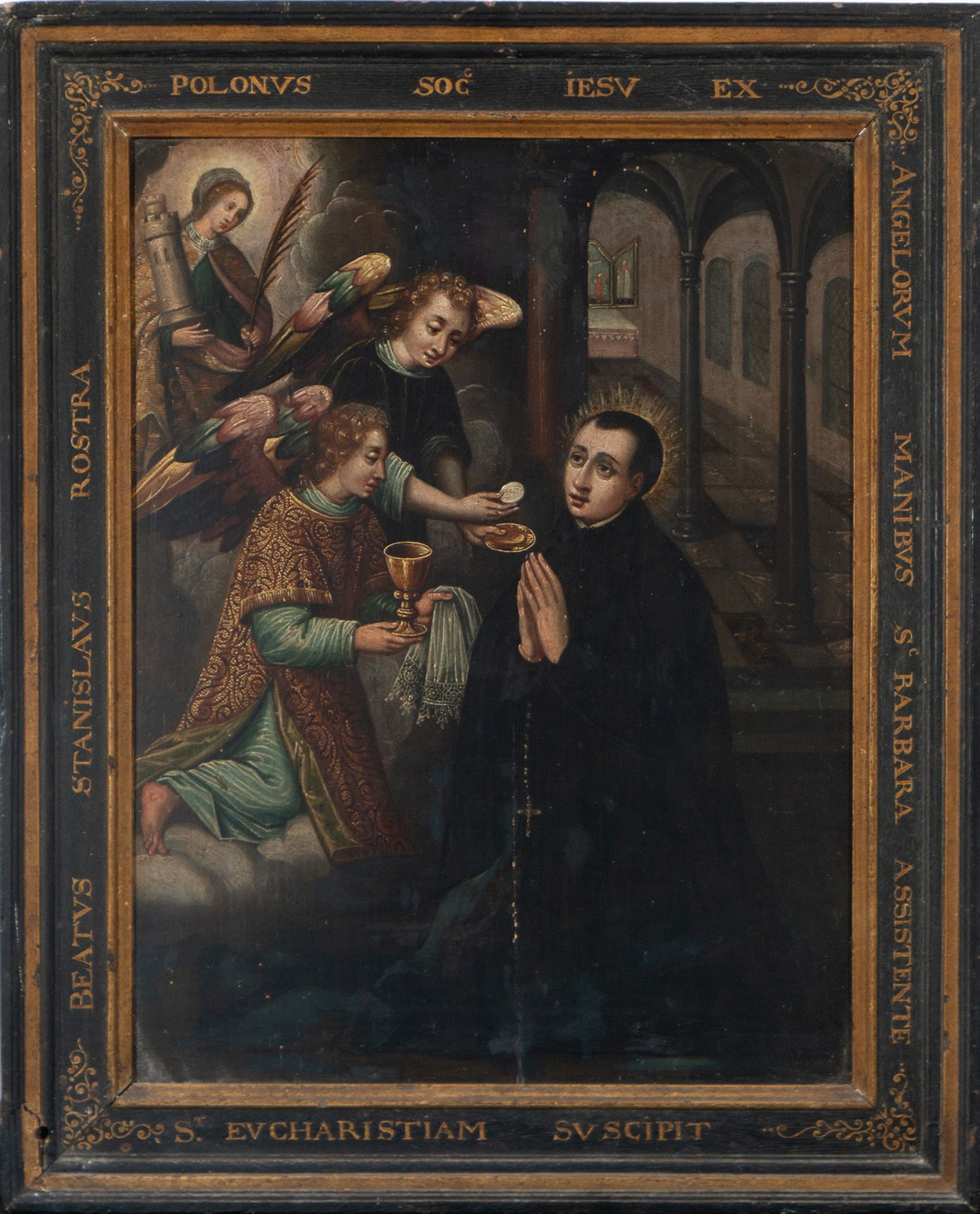 Saint Ignatius of Loyola receiving Communion, Novohispanic colonial school from the 17th century