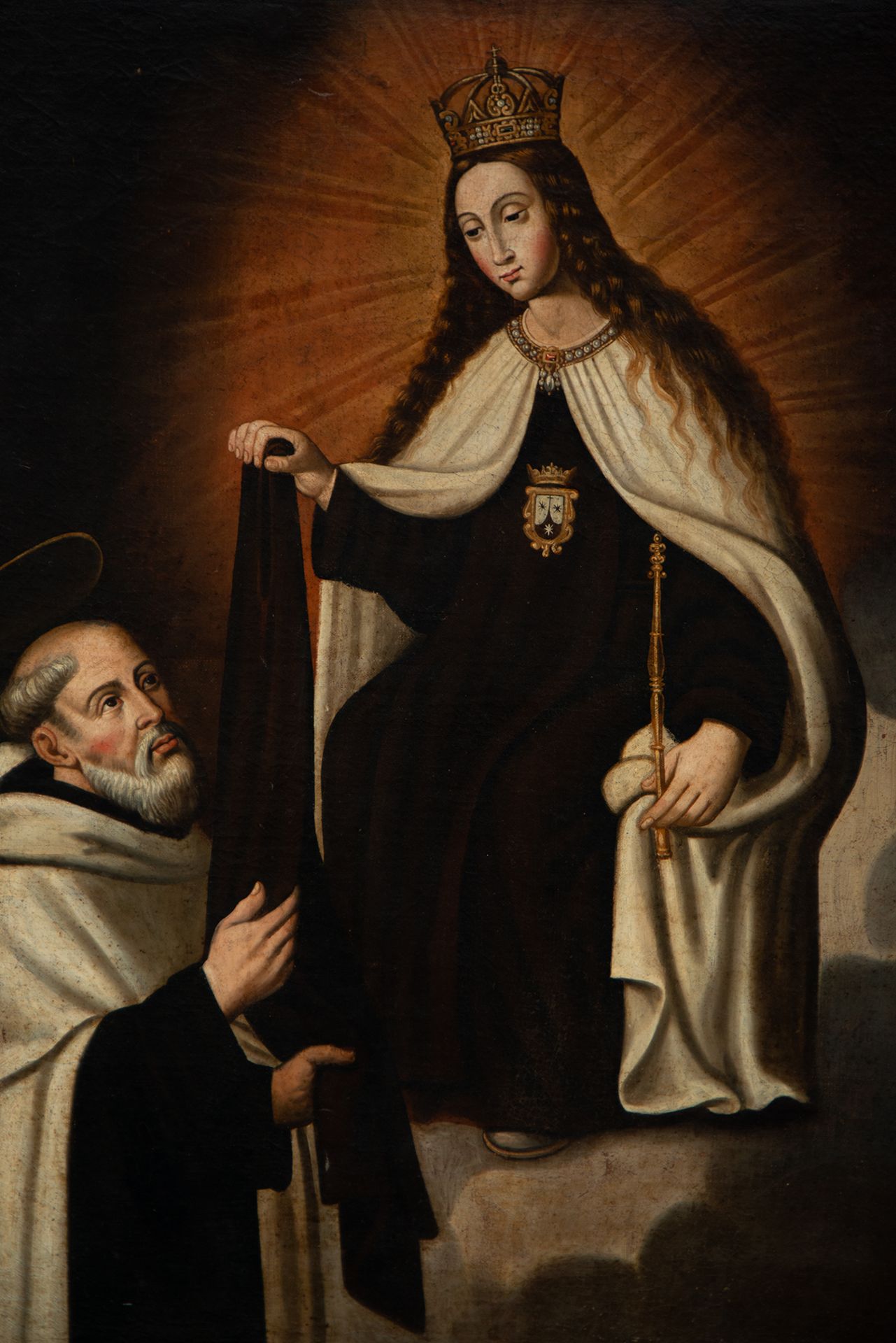 Virgen del Carmen giving the habit to San Simón, Sevillian school of the 17th century - Bild 2 aus 6