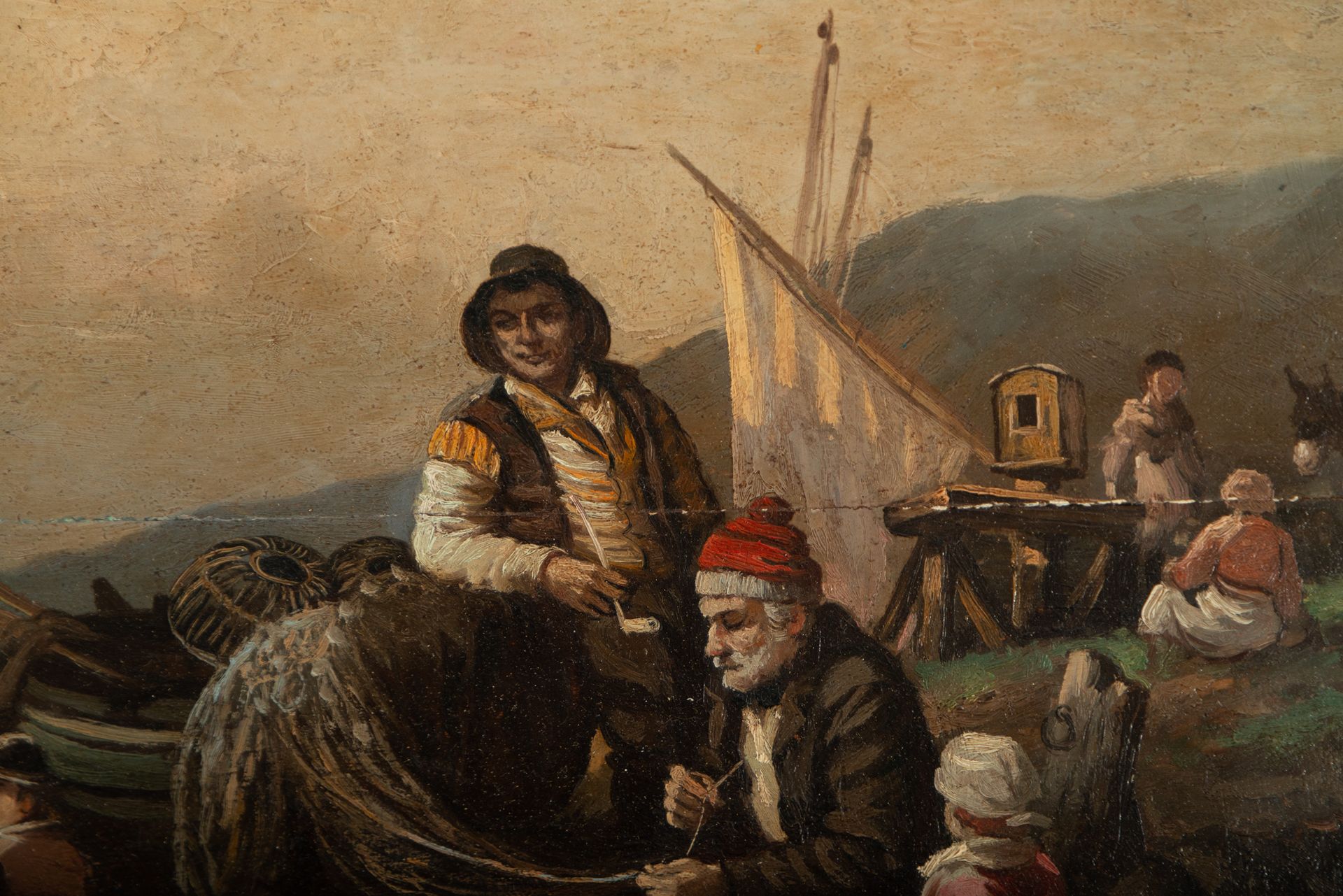 Fishermen in a Port, Italian school of the 19th century - Bild 5 aus 7