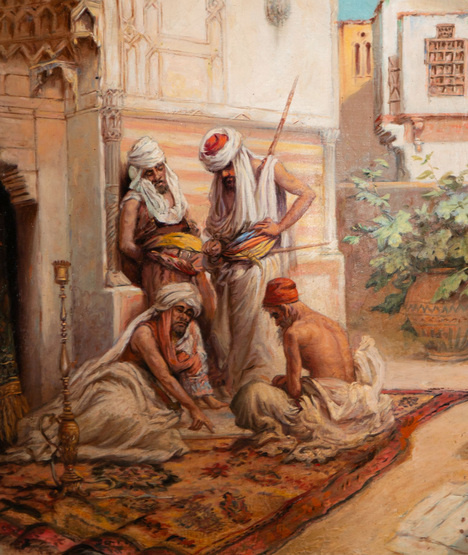 Playing the Checkers, 19th century orientalist school, signed "Cala de Moya" - Bild 3 aus 8