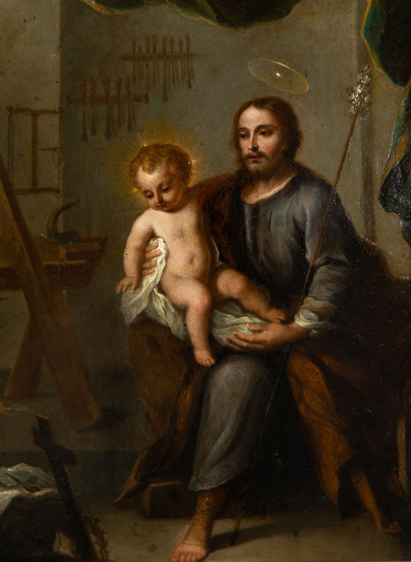 Important copper of Saint Joseph with Child Jesus in Arms, Pedro Rodríguez de Miranda (Madrid, 1696/ - Bild 2 aus 6