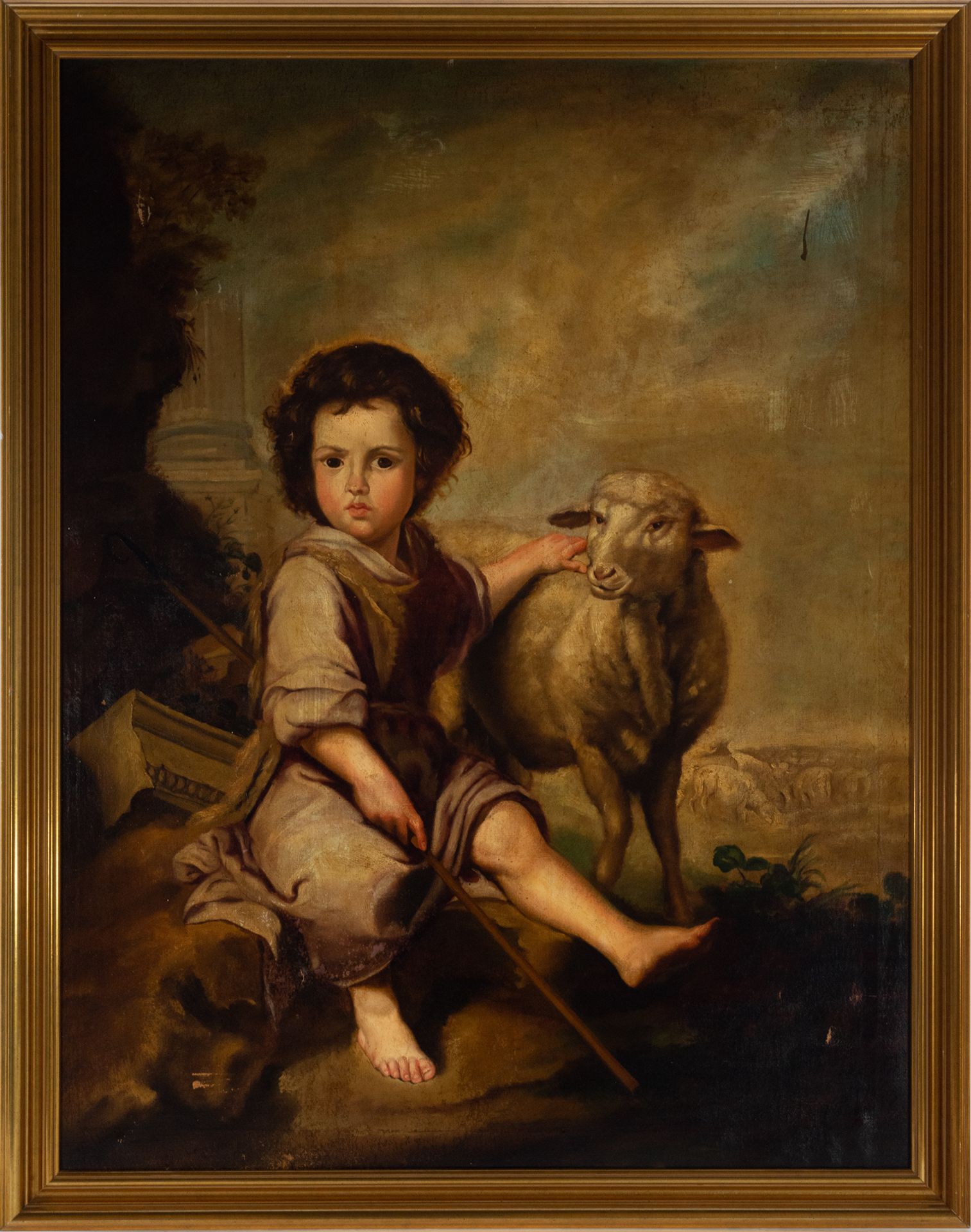 The Good Shepherd, following the models of Bartolomé Esteban Murillo, English school of the 18th - 1