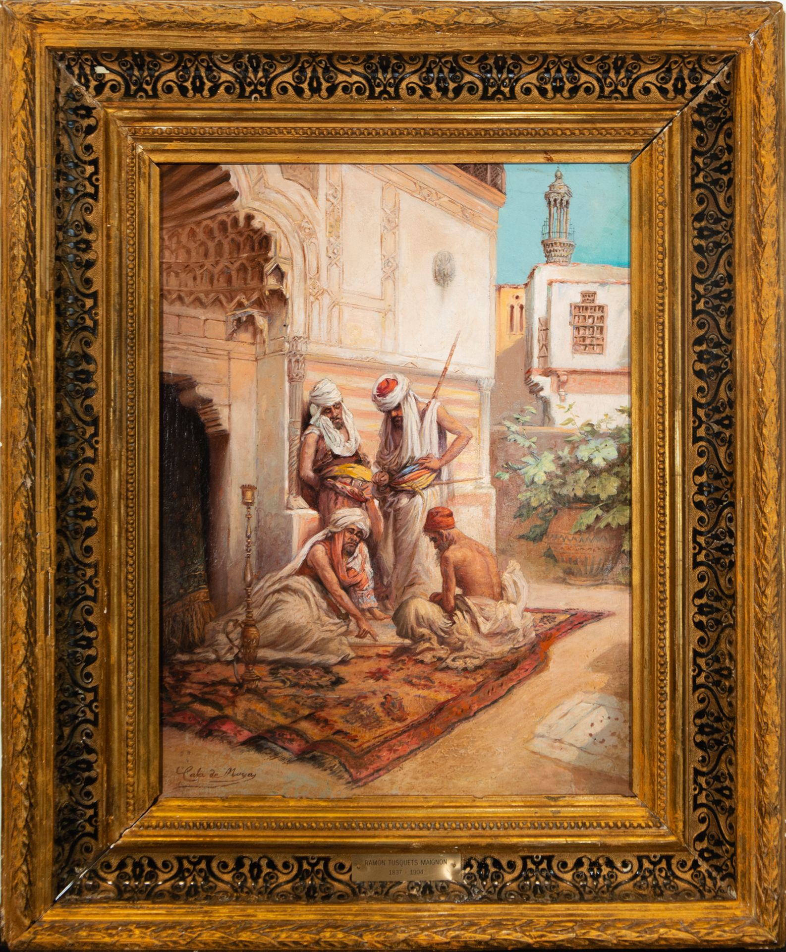 Playing the Checkers, 19th century orientalist school, signed "Cala de Moya"