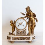 Louis XVI style clock in Gilt Bronze and Marble representing the Goddess Ceres with a Faun, French s