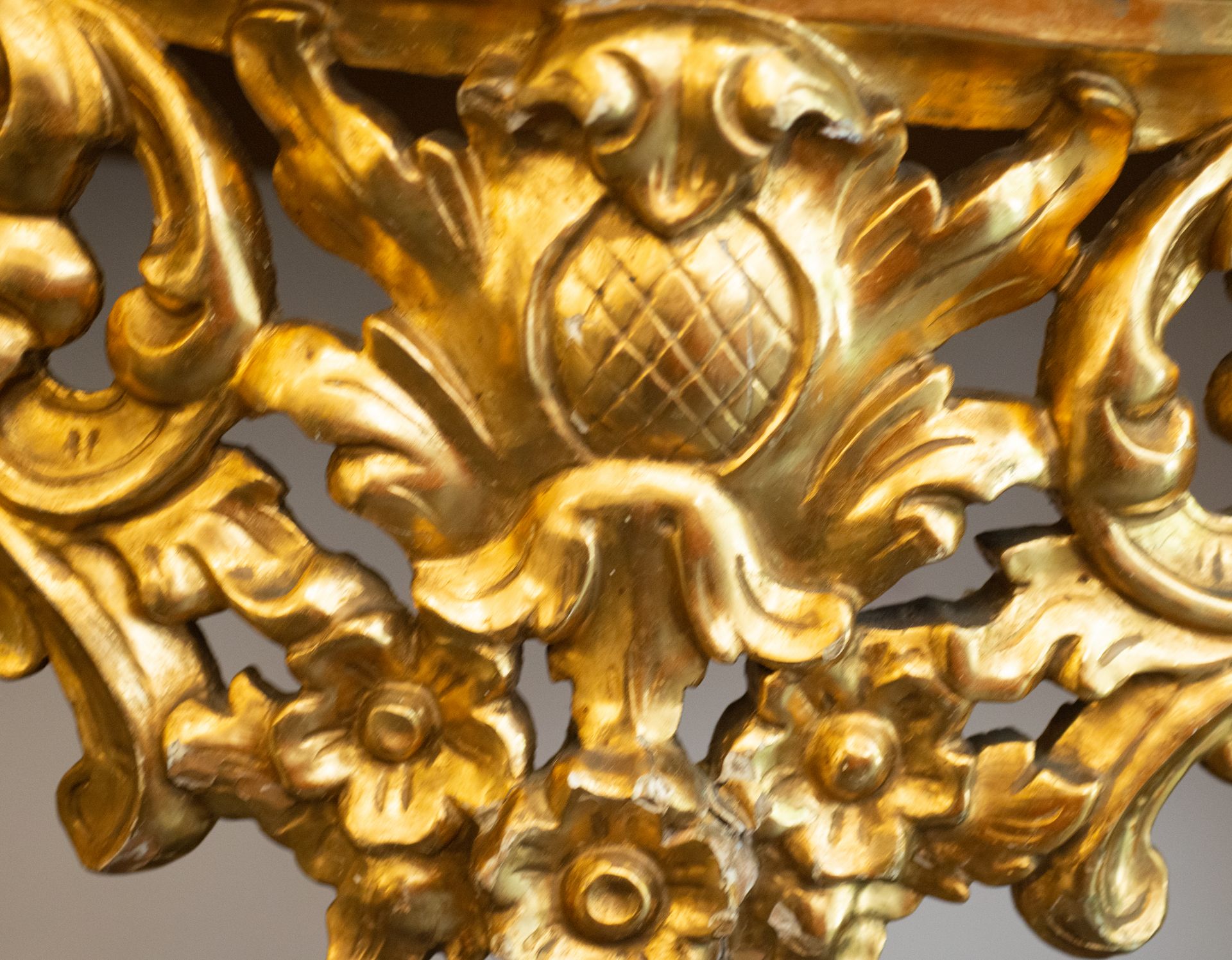 Italian console in gilt wood with gold leaf, Italian school of the 19th century - Image 7 of 7