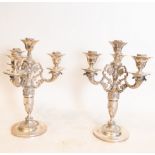 Important pair of Elizabethan Silver Candlesticks, Martínez Royal Silver Factory, around 1850