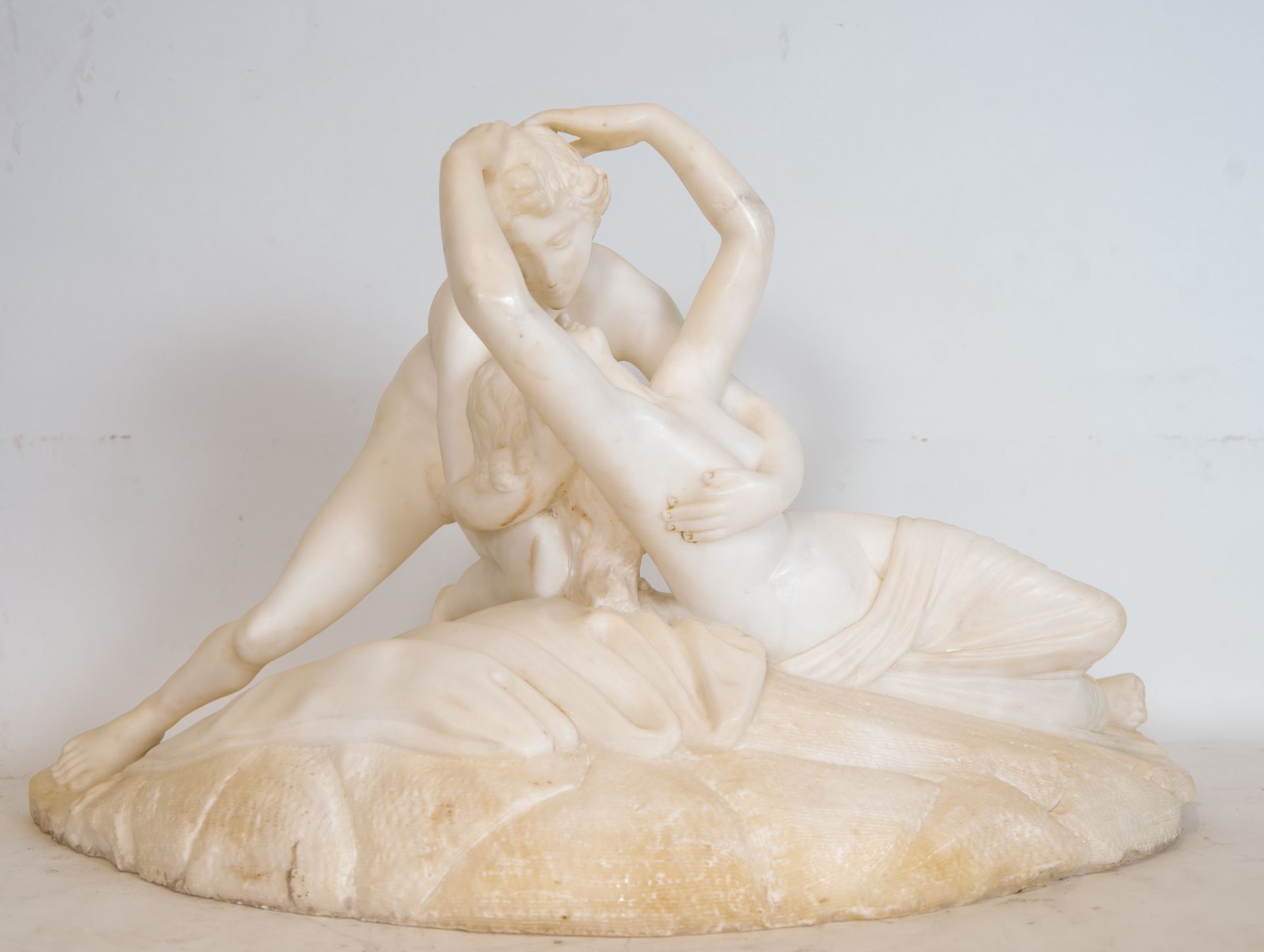 Apollo and Daphne in Alabaster, 19th century Italian school