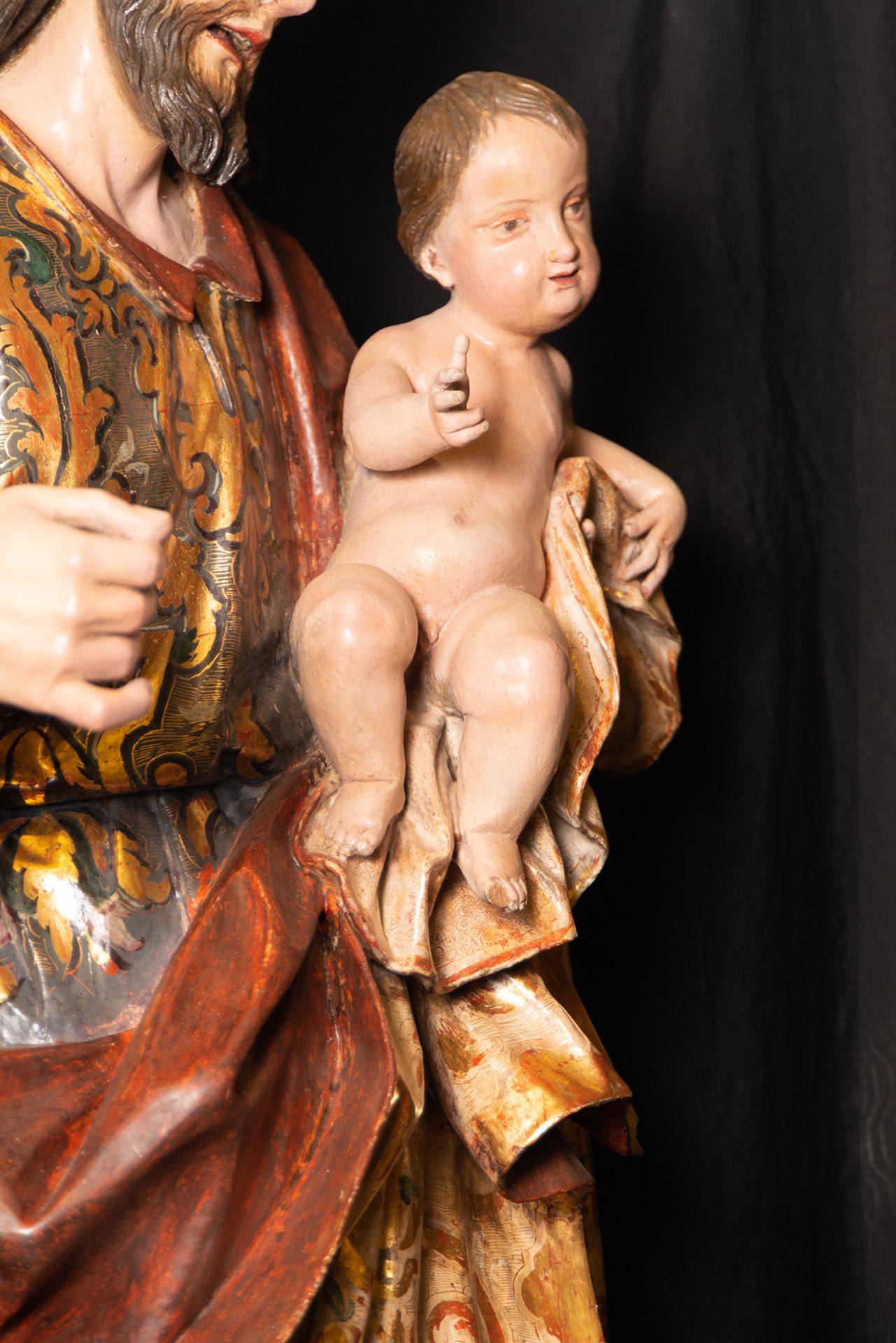 Large Saint Joseph with Child in Arms, Malaga school of the 17th - 18th centuries, circle of Pedro d - Bild 5 aus 8
