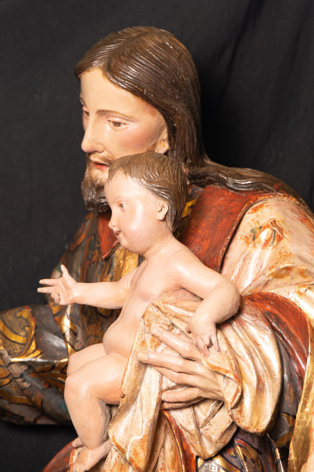 Large Saint Joseph with Child in Arms, Malaga school of the 17th - 18th centuries, circle of Pedro d - Bild 6 aus 8