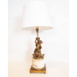 Large Lamp in Marble and Gilt Bronze Louis XVI style with motifs of Cherubs, 19th century French sch