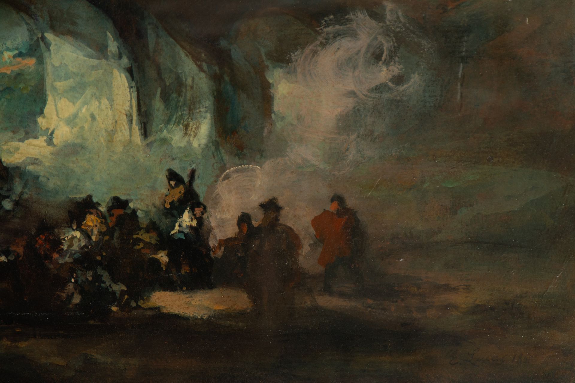 Bandits in the Cave, signed and certified Eugenio Lucas Vilaamil, 1861, 19th century Spanish school - Bild 6 aus 10