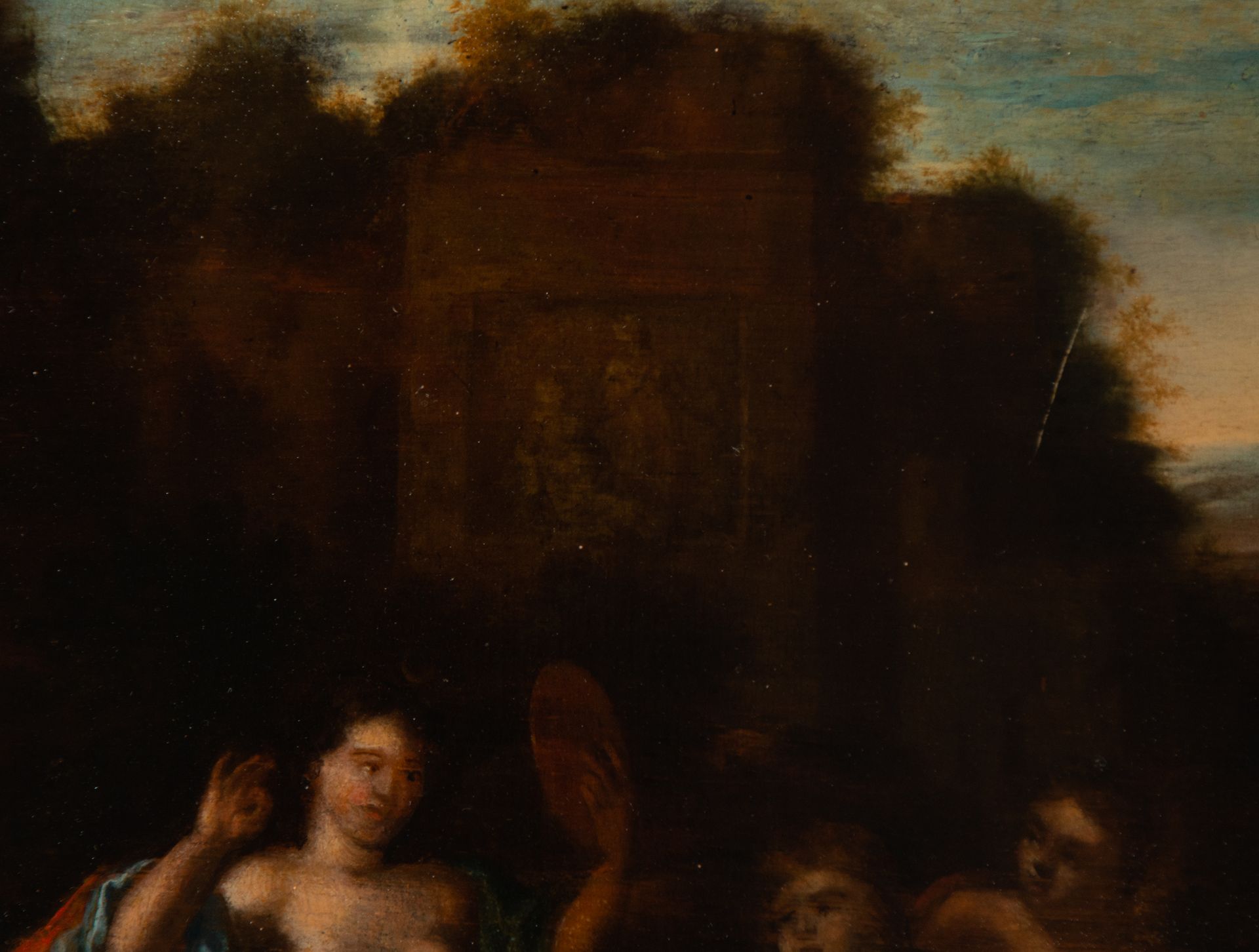 Goddesses of Olympus, mythological scene on panel, Flemish school of the 17th century - Bild 4 aus 5