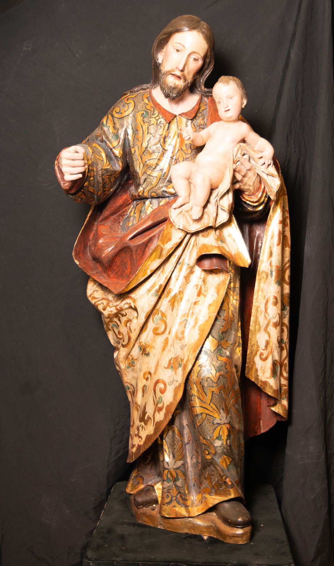 Large Saint Joseph with Child in Arms, Malaga school of the 17th - 18th centuries, circle of Pedro d