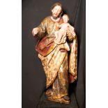 Large Saint Joseph with Child in Arms, Malaga school of the 17th - 18th centuries, circle of Pedro d