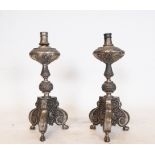 Pair of Silver Candlesticks, 18th century Spanish school