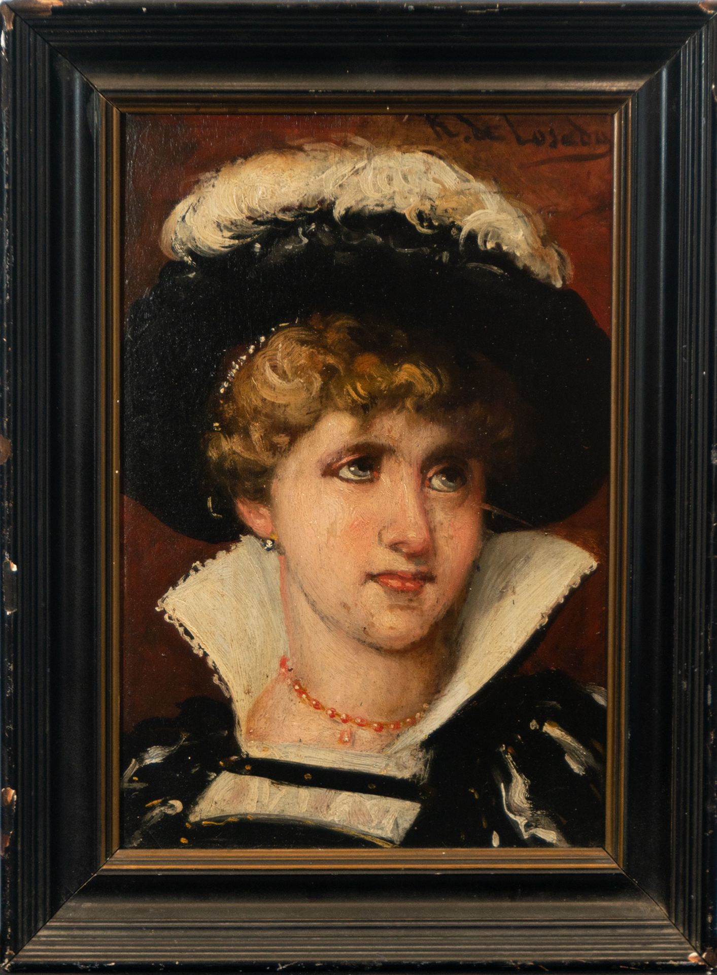 Portrait of Lady, 19th century Spanish school, signed R. de Losada