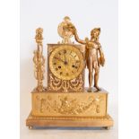 Empire Clock in Gilt Bronze representing the Goddess of Victory, 19th century French school