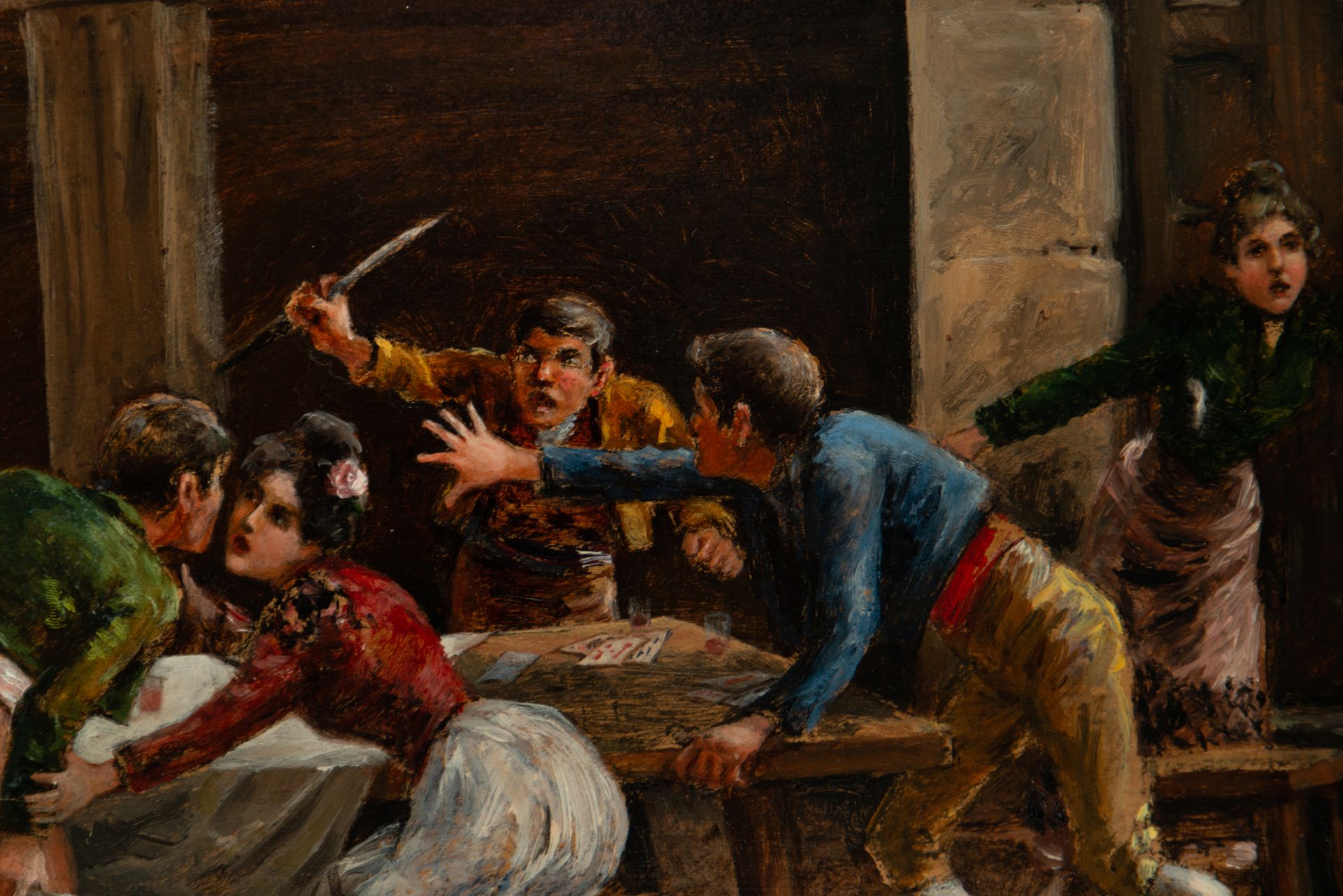 Gallant Scene and Fight in the Tavern, Spanish romanticist school of the 19th century - Bild 5 aus 12
