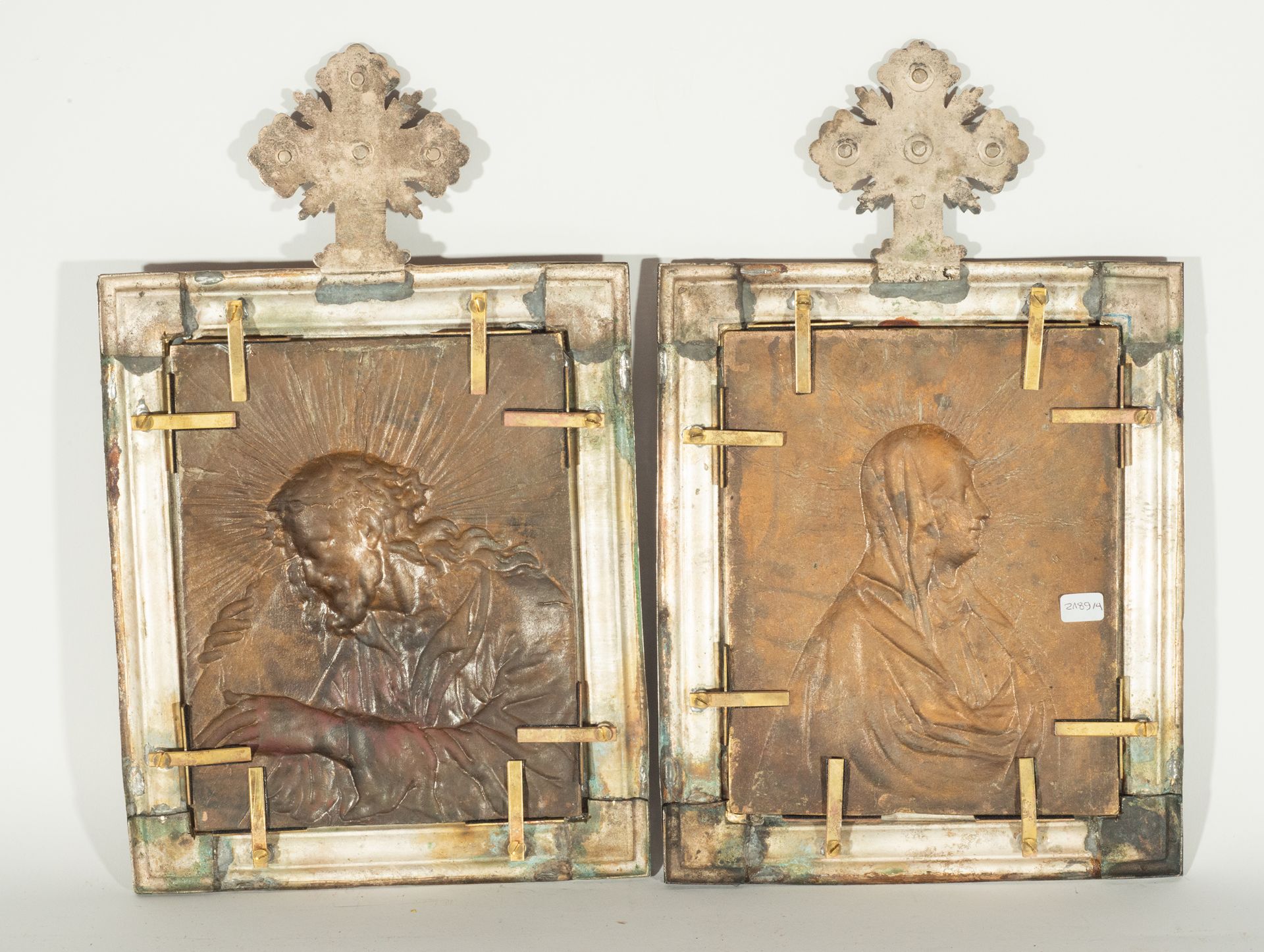 Pair of Gilt Bronze Plaques of Christ and Mary, Italo - Flemish school from the end of the 16th cent - Bild 2 aus 4