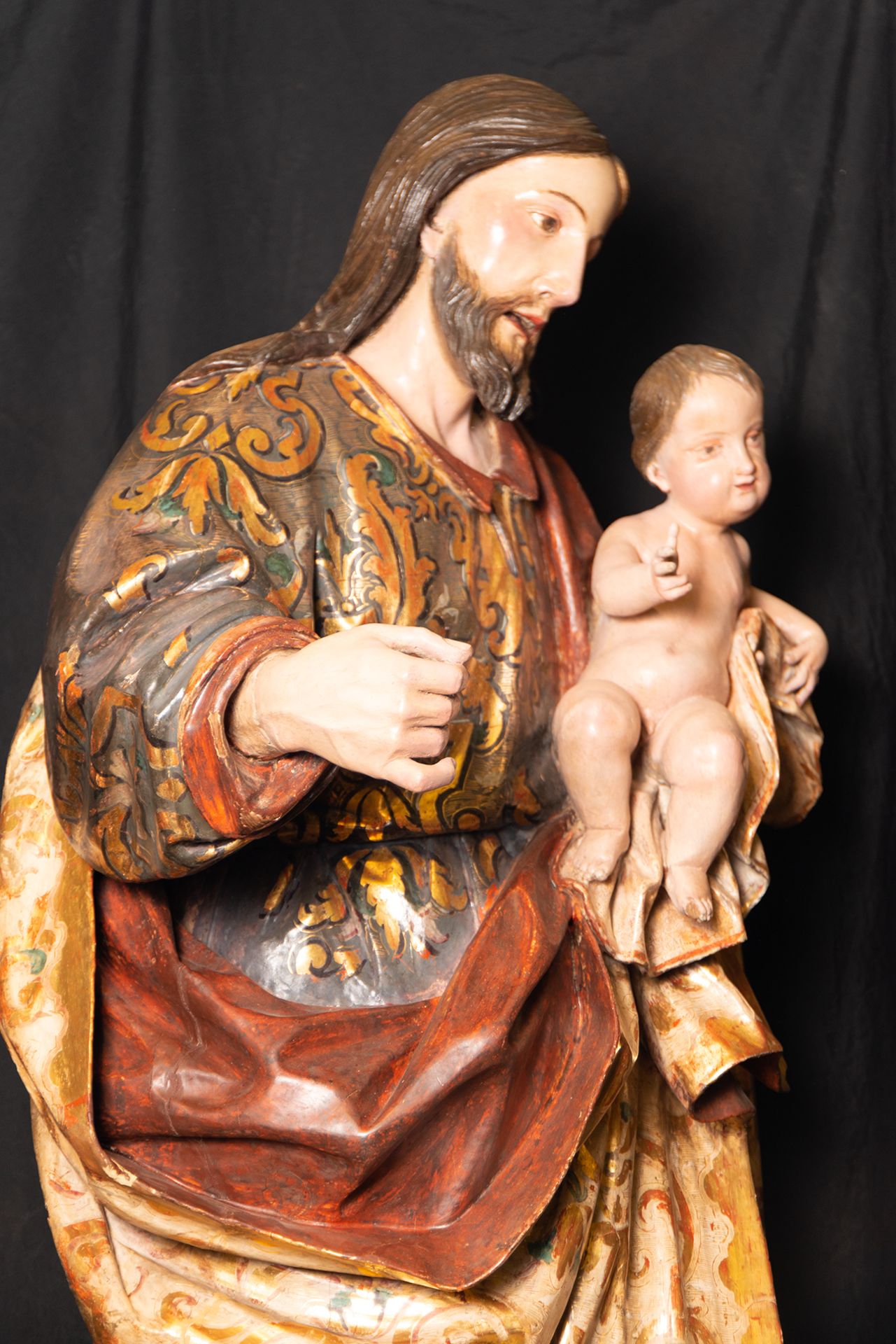 Large Saint Joseph with Child in Arms, Malaga school of the 17th - 18th centuries, circle of Pedro d - Bild 4 aus 8
