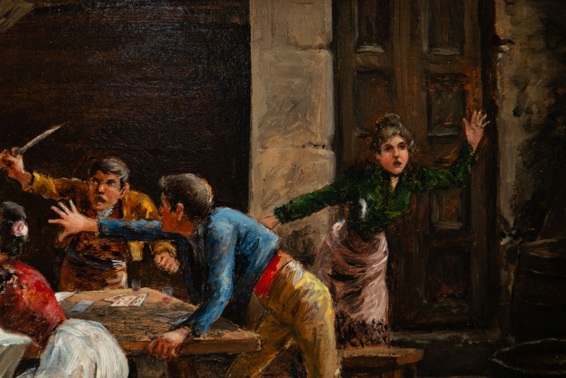 Gallant Scene and Fight in the Tavern, Spanish romanticist school of the 19th century - Bild 6 aus 12