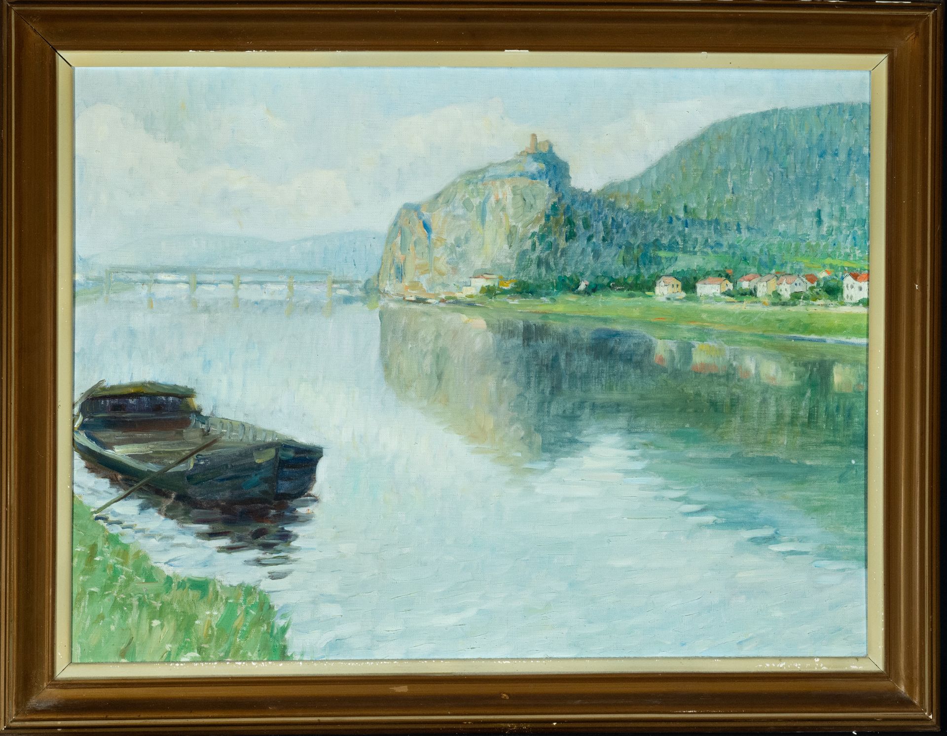 Fortress Over a River, signed T. Lietz, 20th century German school