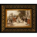Gallant Scene with Ladies in a Carriage, Spanish romanticist school of the 19th century, signed V. d