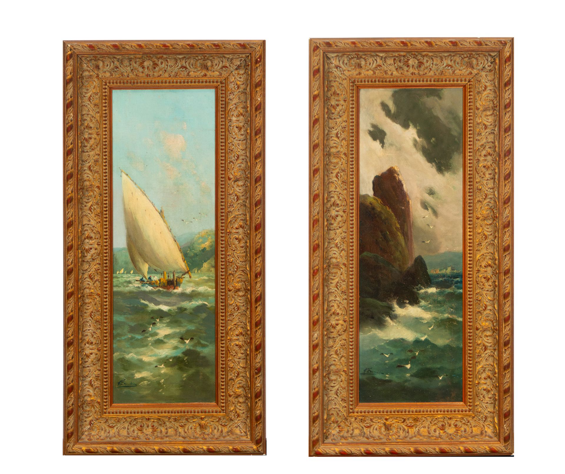 Pair of Marine views on Cardboard, 20th century European school